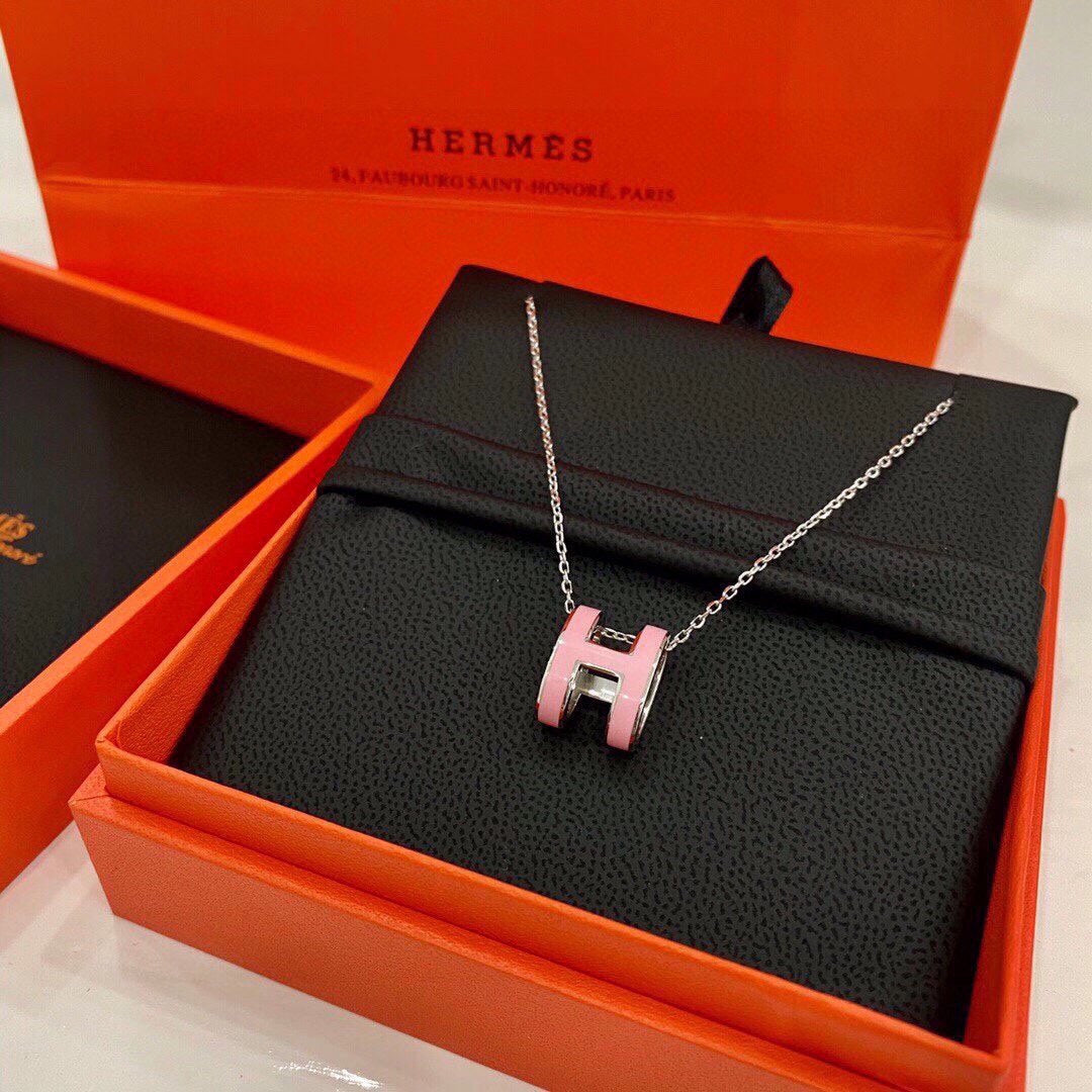 18K Mini Pop Hermes Pink Necklace
